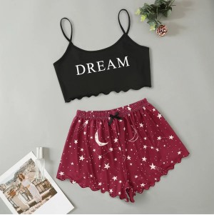 Summer Moon Stars Letter Printed Pajama 